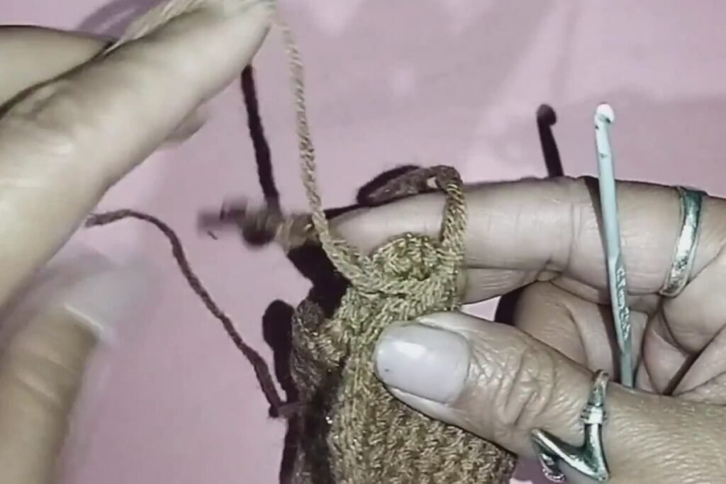 folding the disc in half and chaining one for a crochet bat keychain
