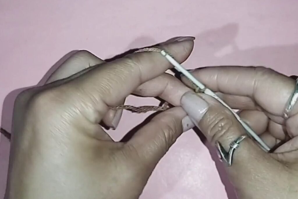 magic ring with 6 single crochet to start a crochet bat keychain