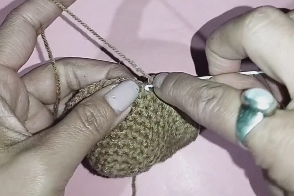 round 11 of a crochet bat keychain with 60 stitches