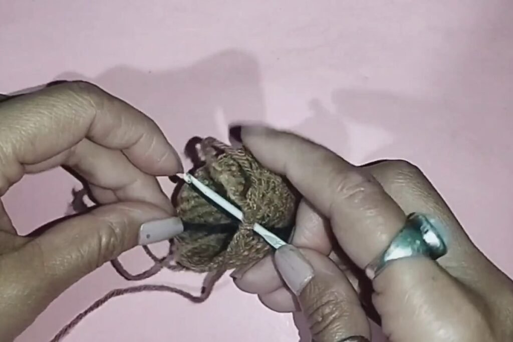 round 9 of a crochet bat keychain doubling the stitches to 48