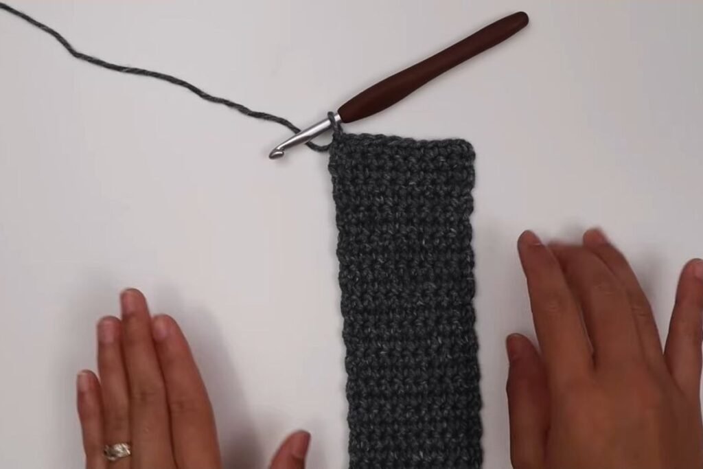 crochet pullover sweater pattern step 4: long single crochet ribbing strip