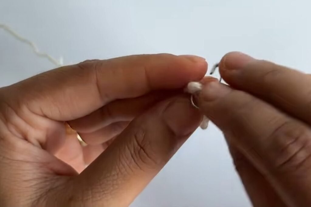 Placing a stitch marker in the 5th chain of the starting chain